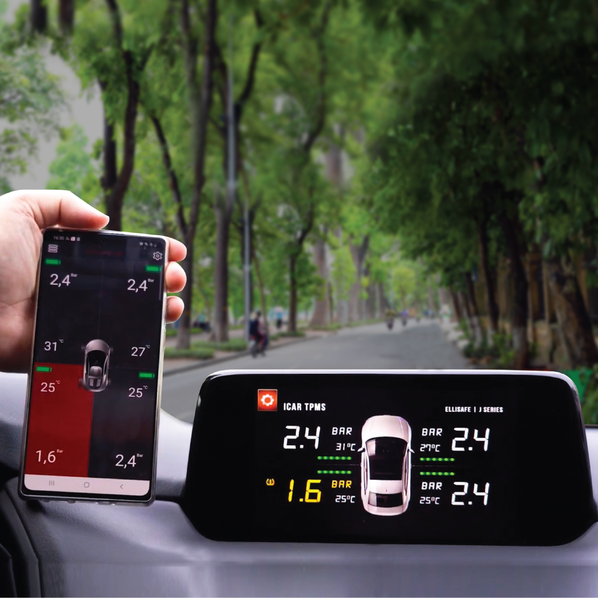 Van ngoài cảm biến áp suất lốp Icar